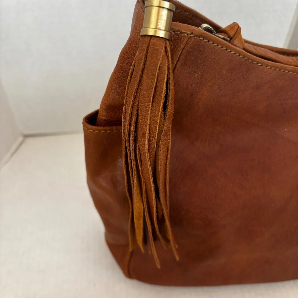 Écotorie‎ Bleu Leather Hobo Bag Women's Brown Tassel Shoulder Bag New